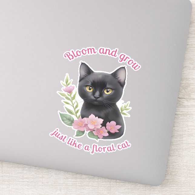 Sticker Cute chat Floral Design Fleurit et grandit (Détail)