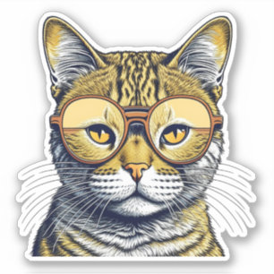 Sticker Cute chat Kitty avec lunettes