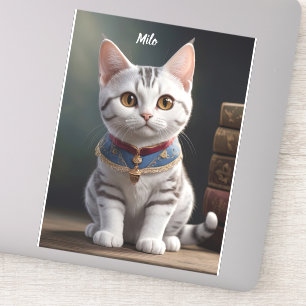 Sticker Cute chaton à air court américain avec grands yeux