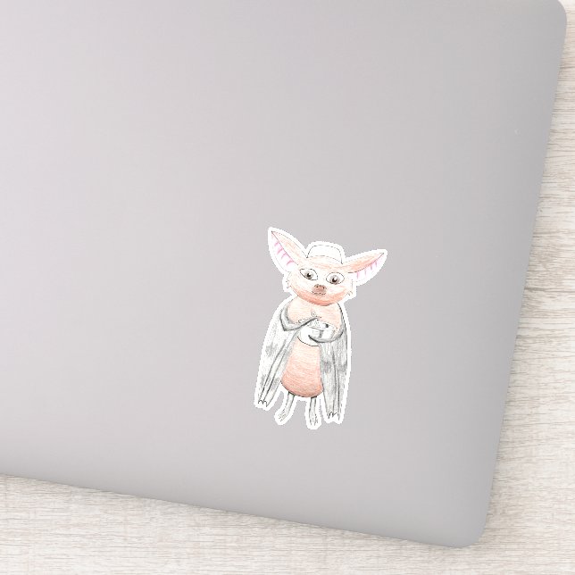 Sticker Cute chauve-souris chef avec bol mixte (Détail)