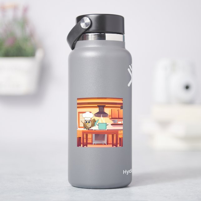 Sticker Cute Chef Owl Cuisine en cuisine (HydroFlask)