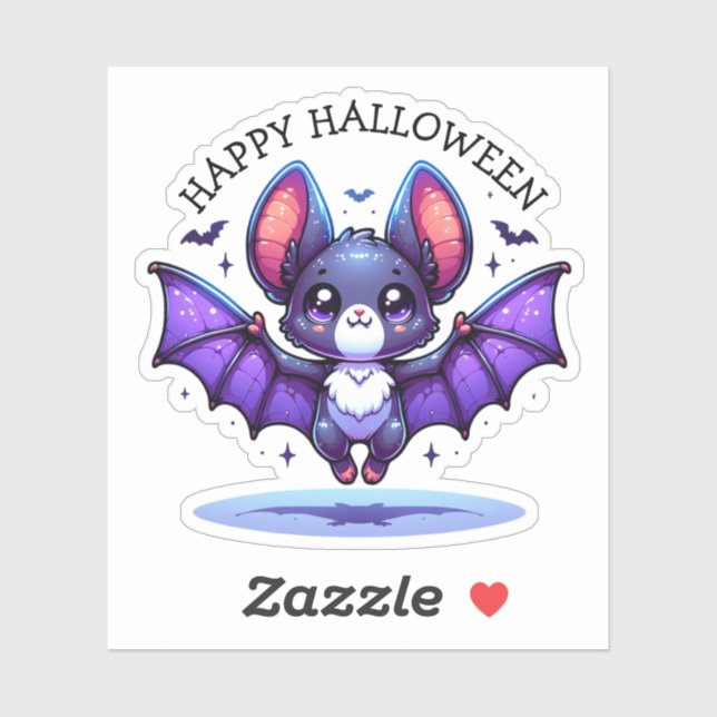 Sticker Cute Chibi Halloween de chauve-souris de dessin (Feuille)
