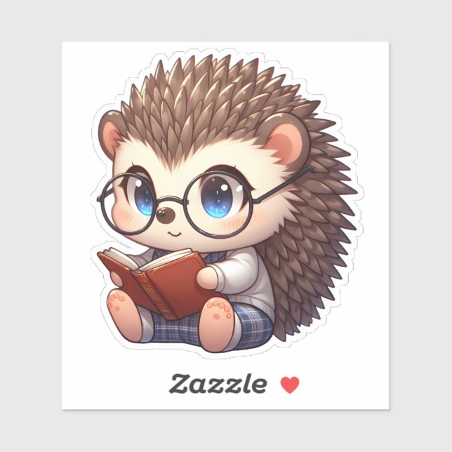 Sticker Cute Chibi Lecture Hedgehog (Feuille)