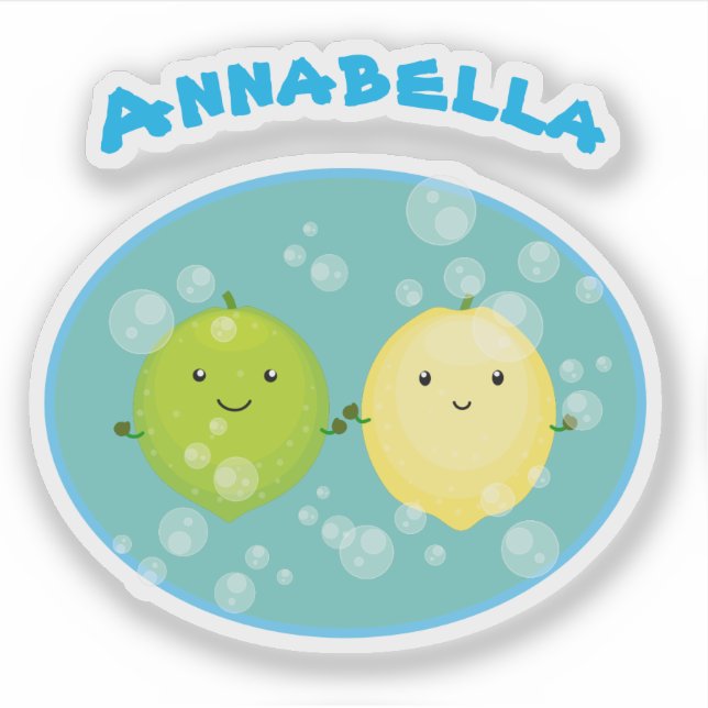 Sticker Cute citron lime amis agrumes caricature fruité (Devant)