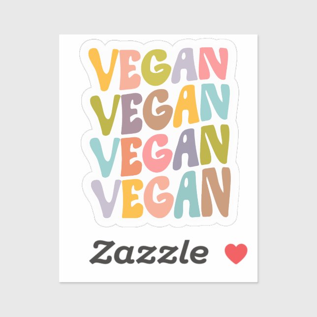 Sticker Cute Colorful Retro Vegan  (Feuille)