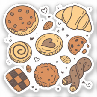 Sticker Cute cookies and bread bakery