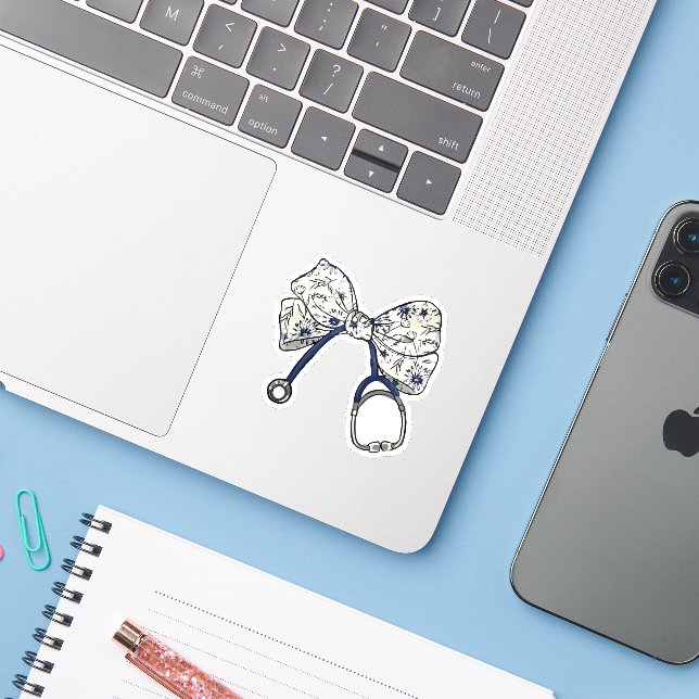 Sticker Cute Coquette Bow Coquette Bow Nurse Nurse (Ordinateur portable avec iPhone)