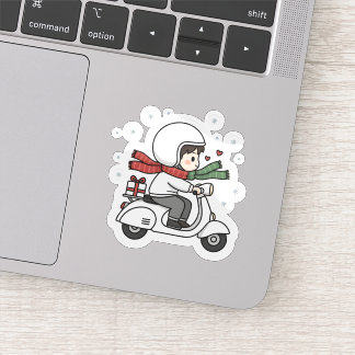 Sticker Cute Couple Scooter Trip | Romantic Travel Love