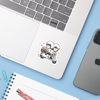 Sticker Cute Couple Scooter Trip | Romantic Travel Love 