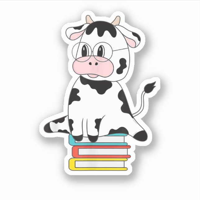 Sticker Cute Cow Imprimer Kawaii Animal Motif Livre Lectur (Devant)