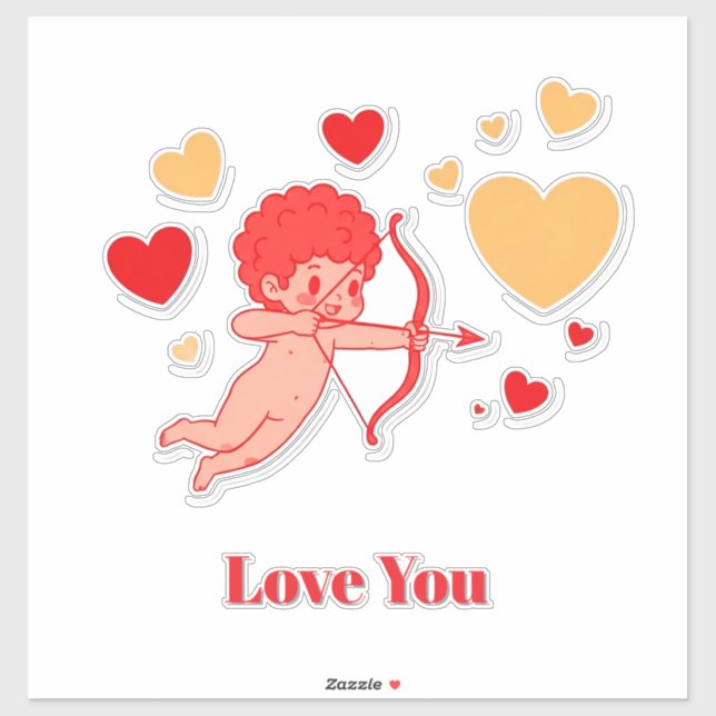 Sticker Cute Cupid With Bow And Arrow (Feuille)