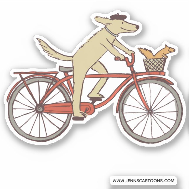 Sticker Cute Cyclisme Chien et Écureuil Amusants animaux a (Devant)