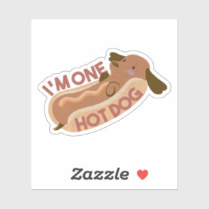 Sticker Cute Dachshund Hot Dog Pun - Je suis un Hot Dog