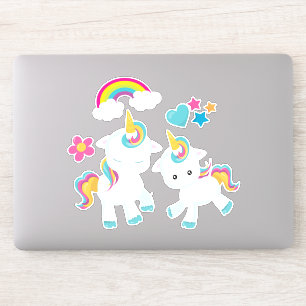 Sticker Cute Dancing Unicornes Magique Arc-en-ciel & Étoil