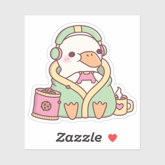 Sticker Cute Duck Cozy Gamer  (Feuille)
