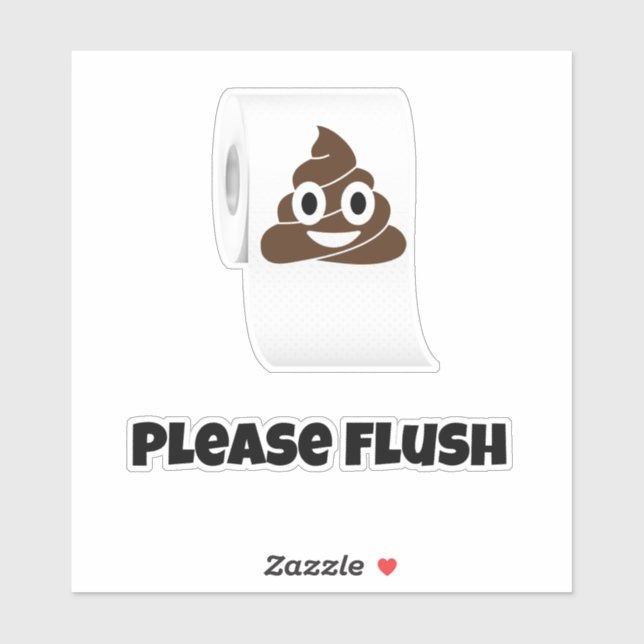 Sticker Cute Emoticon Poop et Papier toilette (Feuille)