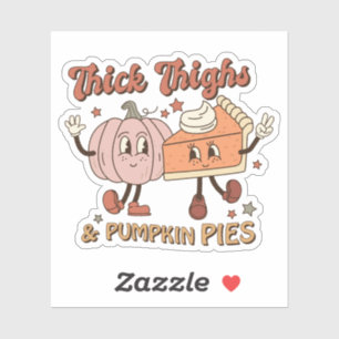 Sticker Cute Fall Retro Épais cuisses et Citrouilles tarte