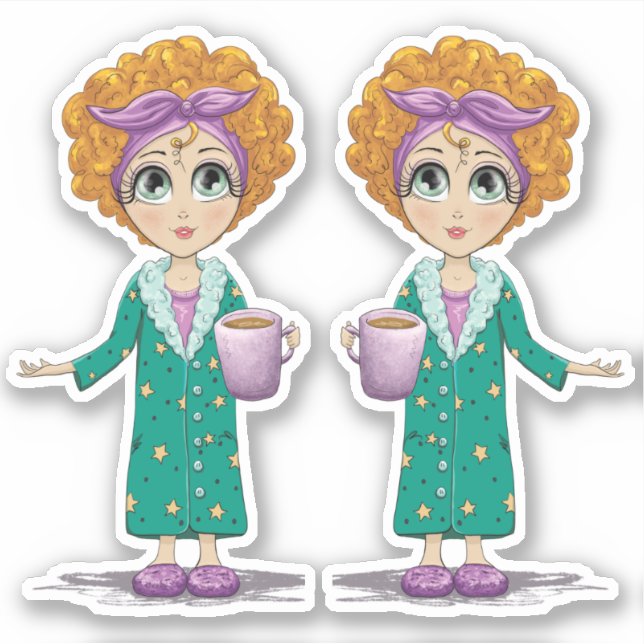 Sticker Cute Femme Nightgown Clipart (Devant)