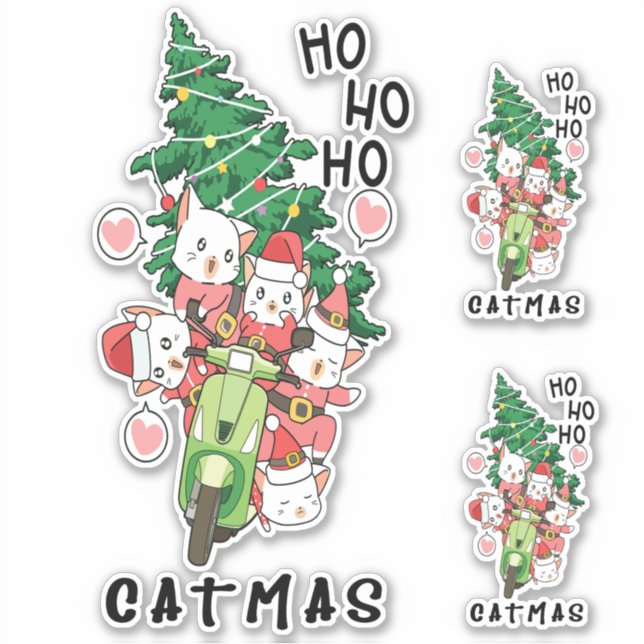Sticker Cute Funny Chat Vintage Claus Catmas (Devant)