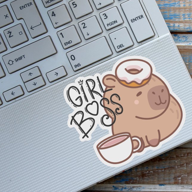 Sticker Cute Funny Girl Boss Capybara (Créateur téléchargé)