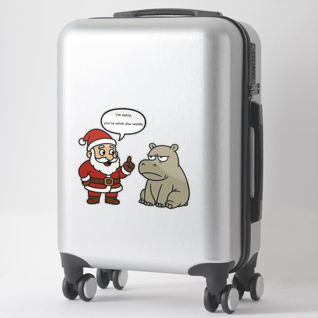 Sticker cute, funny Santa and Hippo Christmas (Sur valise)