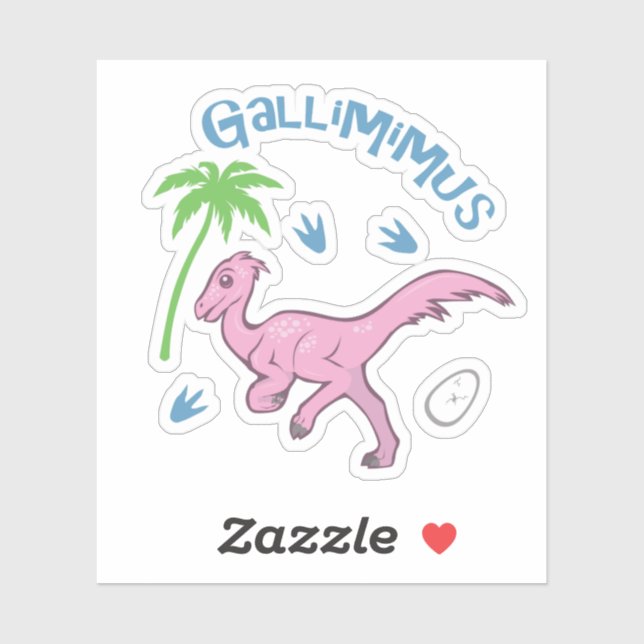 Sticker Cute Gallimimus (Feuille)