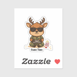 Sticker Cute Gamer Deer “Game Time” Accent 