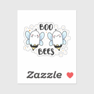 Sticker Cute Ghost Boo Bees - Drôle d'Halloween sur fond b