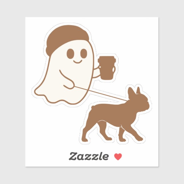 Sticker Cute Ghost Walking Frenchie (Feuille)
