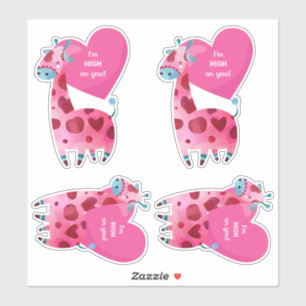 Sticker Cute Giraffe High sur vous Valentine Heart