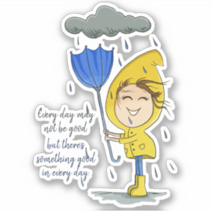 Sticker Cute Girl Rainy Windy Day Encouragement graphique