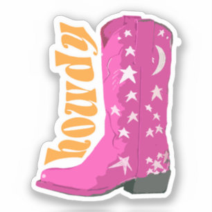 Sticker Cute Girl Rose Cowgirl boot Howdy