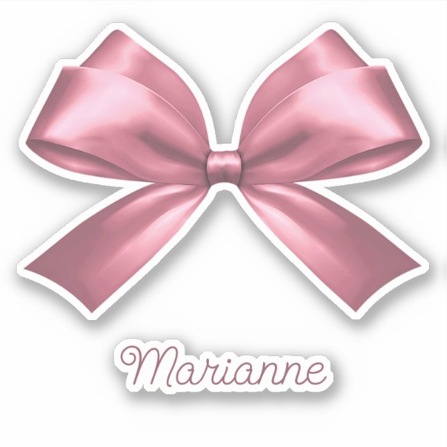 Sticker Cute Girl Rose esthétique Bow avec nom (Devant)