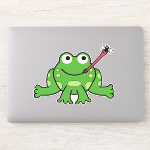 Sticker Cute grenouille caricaturale et mouche