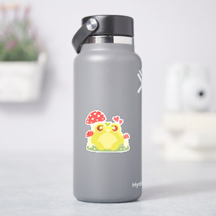 Sticker Cute Grenouille Verte Assis Dans La Nature