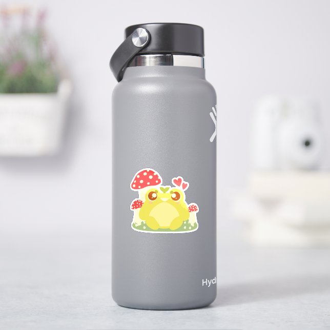 Sticker Cute Grenouille Verte Assis Dans La Nature (HydroFlask)