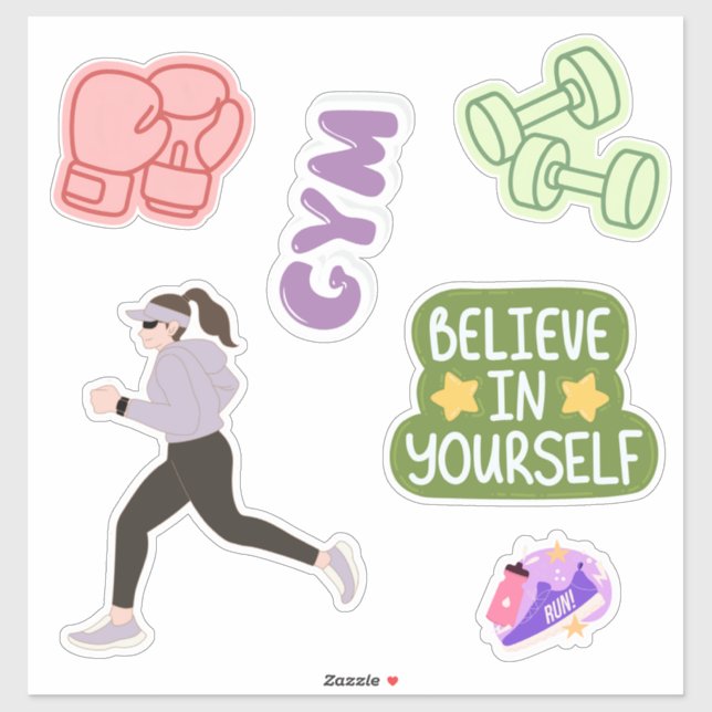Sticker Cute Gym Girl Fitness Motivation (Feuille)