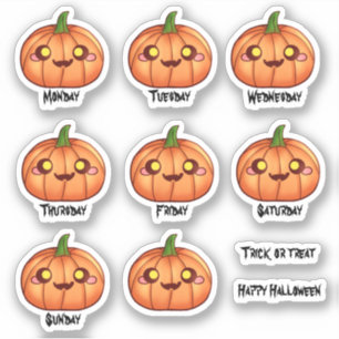 Sticker Cute Halloween Jack-o'-lantern Weekly Planner