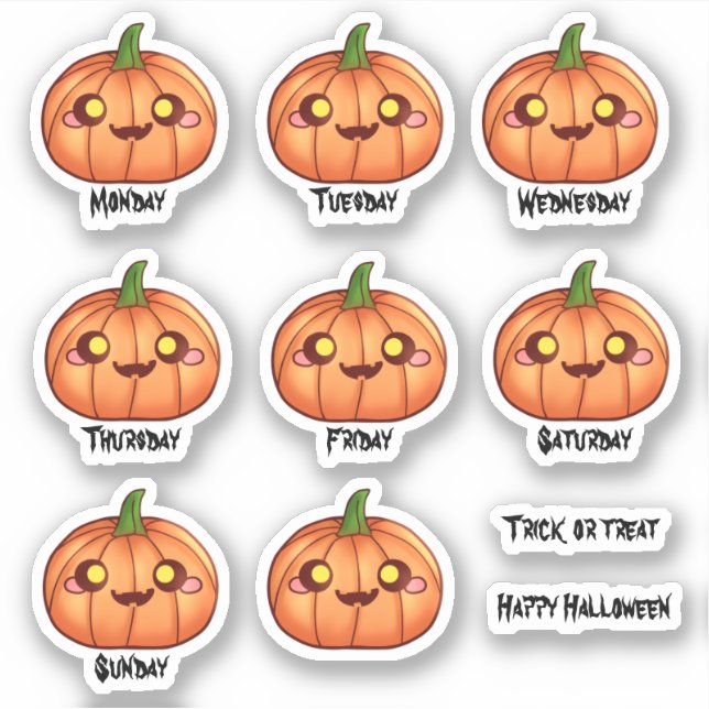 Sticker Cute Halloween Jack-o'-lantern Weekly Planner (Devant)