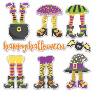 Sticker Cute Halloween sorcières Legs Contour