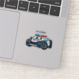 Sticker Cute happy police car cartoon illustration