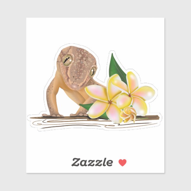 Sticker Cute Hawaii Gecko (Feuille)