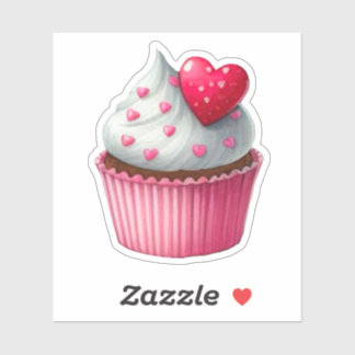 Sticker Cute Heart Cupcake