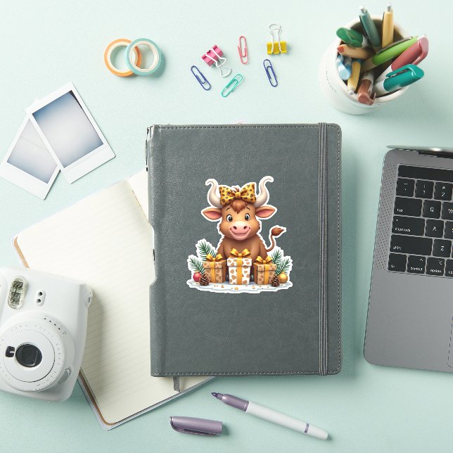 Sticker Cute Highland Cow Christmas Santa Highland Cow Lov (Couverture iPad)