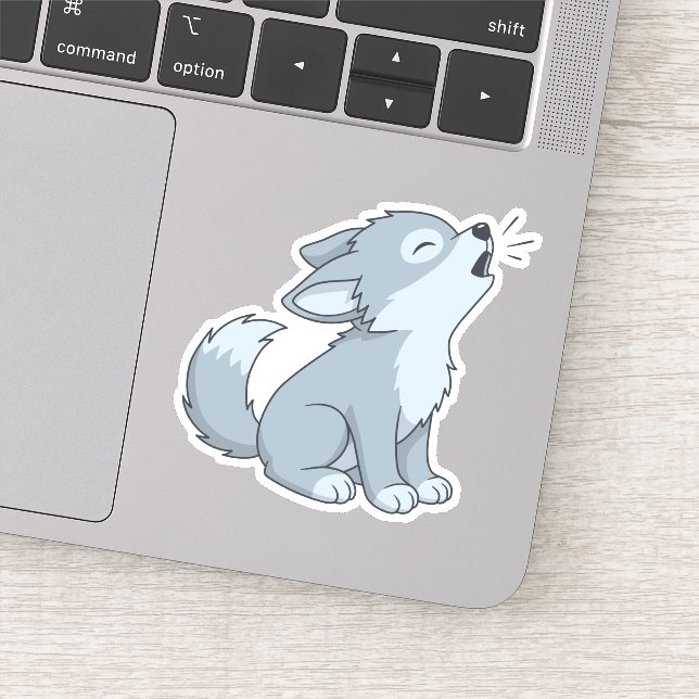 Sticker Cute Howling Wolf Pup (Détail)
