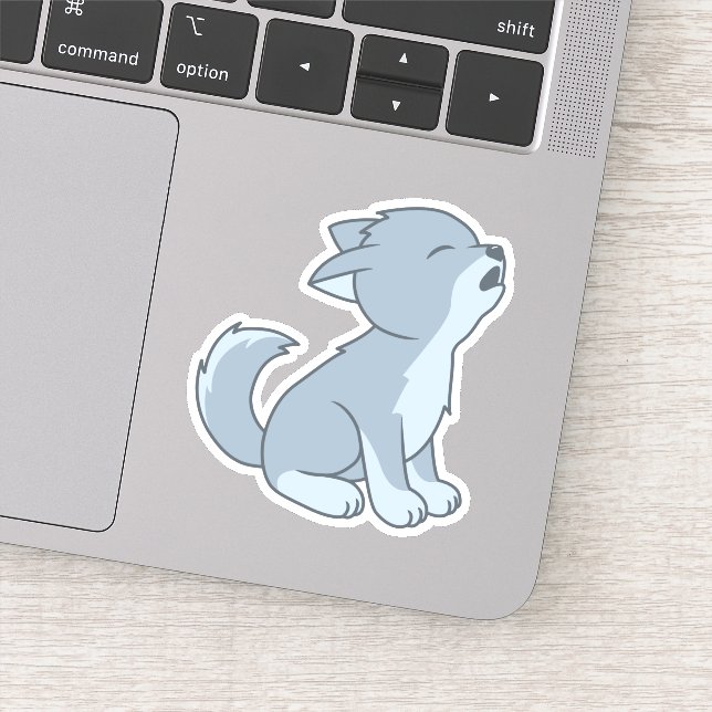 Sticker Cute Howling Wolf Pup (Détail)