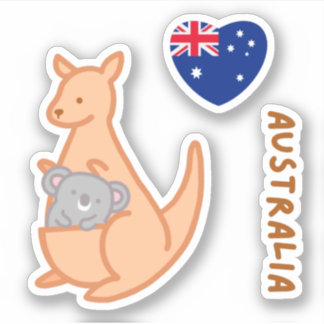 Sticker Cute I Lote Australian Kangaroo Koala
