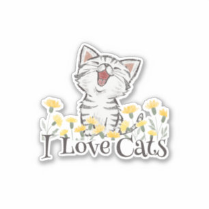 Sticker Cute I Love Cats
