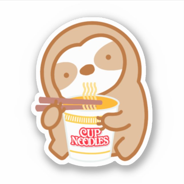 Sticker Cute Instant Ramen Noodé Soupe Sloth (Devant)