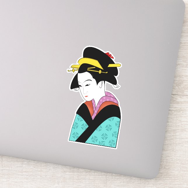 Sticker Cute Japonaise Geisha (Détail)